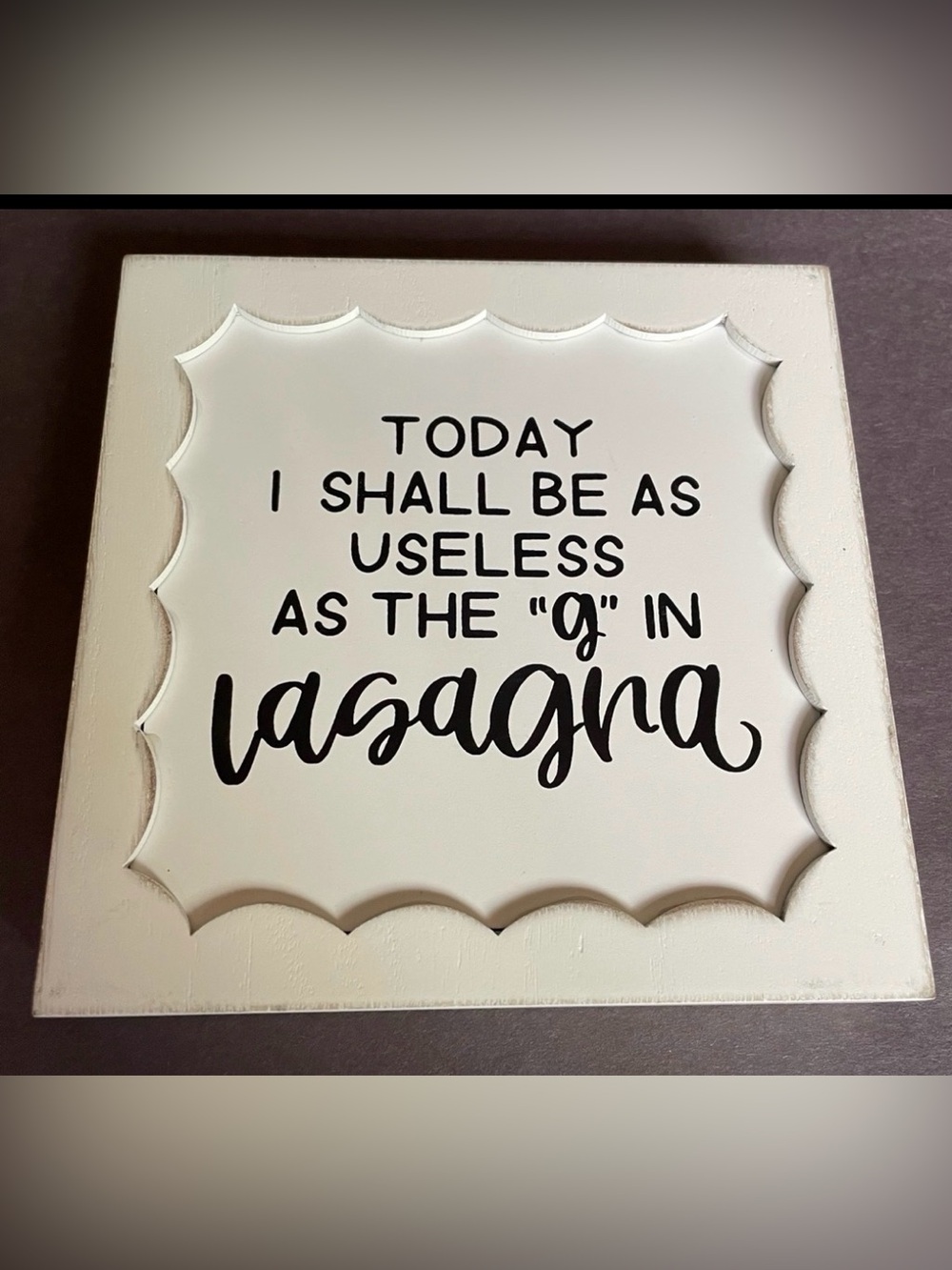 Lasagna Scalloped 5.9x5.9 in. Wood Wall Decor